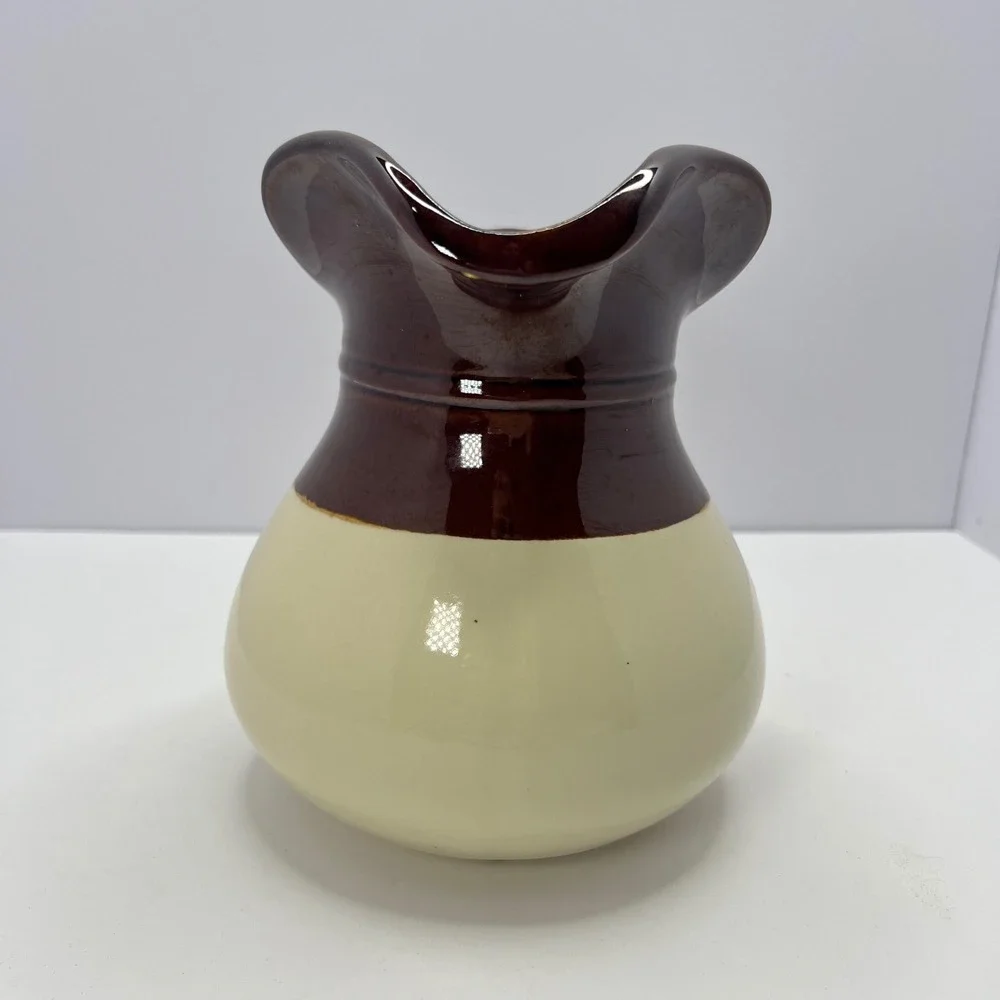 McCoy Grapes Pitcher 7515 Brown Cream Retro USA Vintage Pottery Jug Farmhouse